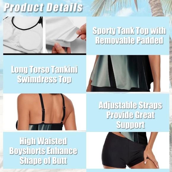 URCHICS PLUS SIZE 2 Piece Tankini - Picture 3 of 5